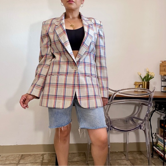 Country Sophisticated by Pendleton Vintage Plaid One Button Blazer Jacket - Picture 2 of 8